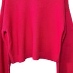 BCBGeneration Pink Cropped Flare Sleeve Sweater L Women's Coquette Bold Basic Photo 5