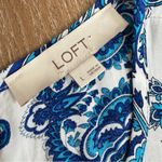 Loft Paisley Print Sleeveless Wide Leg Romper Jumpsuit Size Large L White Blue Photo 5