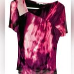 Calvin Klein short sleeve asymmetrical neck purple and pink top NWT Photo 0
