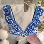 Ruffle Floral Blue White Bikini Top Bottoms Set Size undefined Photo 2