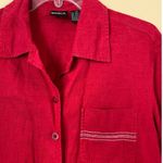 Erika   Red Linen Button Down Shirt Shacket Size Medium Photo 2