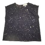 Ann Taylor  LOFT Navy Lace Overlay Sleeveless Top Women Large Blouse Photo 0