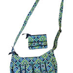 Vera Bradley Crossbody Bag Purse & Coin Purse Blue Green Floral Photo 0