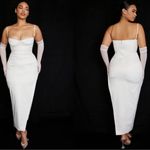 House Of CB NWOT  Flora Ivory Satin Corset Side Slit Midi Dress sz L PLUS CUP Photo 1