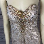 La Femme  strapless sweetheart white gold foil jewelled sequin gown size 2 Photo 5