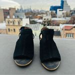 Franco Sarto Black Suede Sandal Size 7 Harlet 2 Block Heel Peep Toe bohemian Photo 2