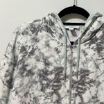 H by Halston Tie Dye Full Zip Up Hoodie Sweatshirt Gray White Mint Green L Photo 3