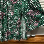 Topshop Green Pink Painted Spot Pleated Asymmetrical Midi Skirt Photo 5