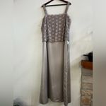 Alex Evenings NWT  gold tan beige satin and sequin bodice Maxi Dress lace sz 22 Photo 1