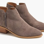 J.Crew perforated Faux Suede Booties Ash Ankle Boots Womens Size 7 Shoes Heeled Photo 0