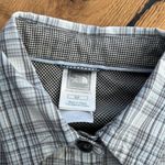 The North Face Womens Shirt S Button Up Long Sleeve Blue Gray Embroidere… Photo 2