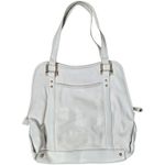 Tahari White Leather Ruffle Accent Tote Bag Shoulder Bag Gold Hardware Dome Photo 1