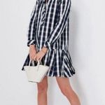 Tuckernuck  Navy Check Long Sleeve Button Front Linen Blend Tate Dress Womens XS Photo 0