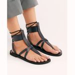 Free People  Vacation Day Black Leather Wrap Sandals New! Photo 4