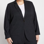 Universal Standard NWT  The Pinstripe Blazer Graphite Office Career 18-20 M Photo 0
