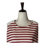 ZARA  Shirt Women Medium Red White Striped Knit Button‎ Shoulder Top Coastal Photo 2