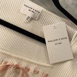 NWT Willow & Wind Size M Cream Long Sleeve Ribbed Knit Top Pink Satin Bow Detail Size M Photo 5