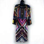 Alice + Olivia  Jae Rainbow Multicolor Sequin Mini Dress Gown Flare Sleeves Sz 4 Photo 2