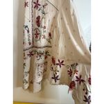 ZARA Cream Embroidered Midi Dress XS Scallop Hem Boho Festival Linen Blend Photo 6