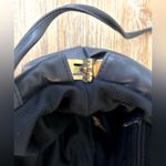 Vintage 80s Navy Blue Retro Bag BAZAAR Clamshell Purse 1980s Photo 4