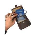 Transpotante brown‎ faux leather passport crossbody bag Brown Photo 2