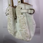 Lucky Brand Y2K  White Paisley Print Leather Tote Bag Purse Photo 4