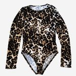 Gaze Leopard Print‎ Long Sleeve Bodysuit Women's Small Brown Photo 0