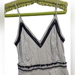 Japna  Blue White Pin Striped Embroidered Empire Waist Wide Leg Casual Jumpsuit Photo 1