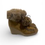 Coach  KATARA ANCLE RARE CAMEL SUEDE Brown Faux Fur Wedge Boots Photo 2