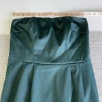 EXPRESS  Forest Green Satin Strapless Pleated Mini Dress Size 4 Photo 6