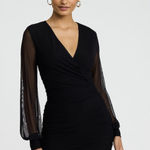 EXPRESS Black Mesh Long Sleeve Dress Photo 0