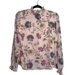 Vince Camuto Light Pink Floral Print Smock High Neck Blouse Photo 5