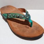 Vionic Floriana Thong Sandal-Size 8W-Faux Snakeskin-Beaded-Arch Support-Comfort Photo 0