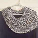 Gray and Navy Blue Long Sleeve Cowl Neck Sweater Dress Photo 1