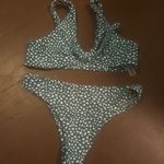 SheIn Green and White Polka Dot Bikini Set Photo 0