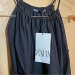 ZARA NWT Small Black High Neck drawstring waist tank sleeveless work blouse Photo 1