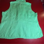Carroll Reed Linen Ruffle Blouse Women’s 2X Green Sleeveless Button Front Top Photo 7