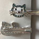 Pair of Jeweled Silver Blue and Black Kitten Kitty Cat Hair Clips! ➡️MULTIPLE AVAILABLE⬅️ Photo 2