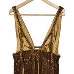 NWT Mandalay Light Gold Beaded Fringe Sequin V Photo 6