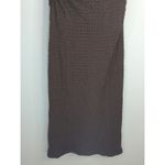 ZARA  Expresso Brown Textured Knot Ruched Side Maxi Dress LARGE Modest Preppy Photo 4