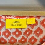 Roller Rabbit Swim Cover Up Cream & Coral Pattern Tunic w/ Tassels Sz S EUC Photo 2