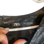 ZARA  Black Fitted Faux Leather V-Neck Ruched Bodycon Dress Women Sz M Photo 5