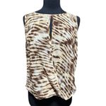 Guess Women’s Sleeveless Blouse Top XS Brown Beige Zebra Print Draped Open Back Photo 2