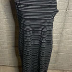Loft  Dark‎ Gray Jacquard Twist Cutout Sleeveless Maxi Dress Size Medium Photo 0