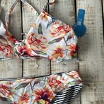 Cupshe  Reversible Floral and Striped Bikini Set Swimsuit Size M New NWT Photo 1
