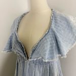 Free People  Adella Light Blue Cotton Tiered Mini Dress Size Medium Photo 7