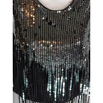 H&M Green Black Cascading Sequin Tassel Fringe Top Womens S Party Glam Cropped Photo 2
