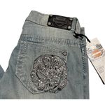Harley Davidson Harley-Davidson NWT Curvy Boot Cut Jeans Skull Embellished, Light Wash (Size: 0) Photo 2