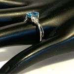10K SOLID WHITE GOLD BLUE TOPAZ & DIAMOND RING (7.25) Photo 6