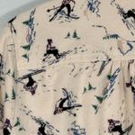 Lands' End Lands’ End Retro Ski Print Flannel Shirt Womens S Beige Vintage Novelty Winter Photo 4